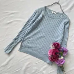 ジェイエフレディイメイド リブニット　長袖ニット　綿混　ブルー　【0】S
