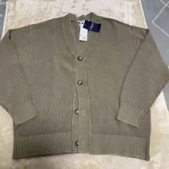 【未使用タグ付き】 GU ウォッシュドリブVネックカーディガン Mサイズ カーキ
