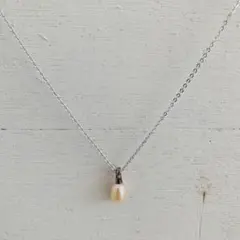 淡水パールネックレス シルバー シンプル 上品 ハンドメイド