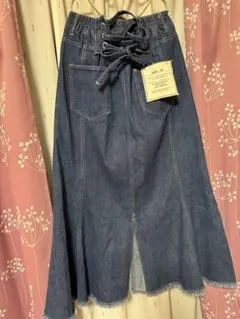 ナイスクラップのデニムスカート後ろ編み上げリボン大きいサイズ