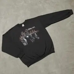 90s-GEORGEホワイトテイルアニマルプリントスウェット鹿ダークブラウン　M