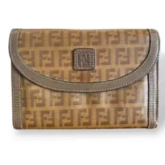 良品　Fendi 　三つ折り財布　ズッカ柄　モノグラム