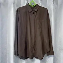 Theory シアー メンズライク シャツ 長袖 ブラウン 洗える S 美品 