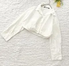 ザラ　ナイロンシャツ風クロップドトップス　アイボリー　羽織　XS 薄手　重ね着