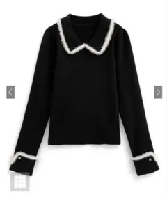 GRL グレイル フェザーパイピングカラーリブニットトップス ブラック