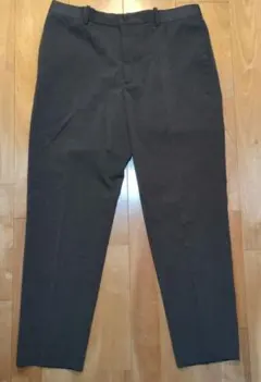美品☆ユニクロ スマートアンクルパンツウールライク☆ダークグレーL股下71