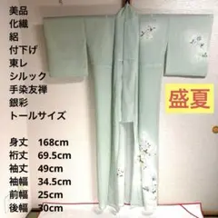 【美品　トールサイズ】東レシルック　付下　絽　友禅　裄丈69.5 身丈168のサムネイル