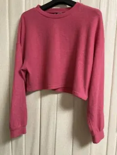 新品未使用 H&M スウェット ピンク トップス 長袖 クロップド