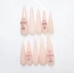 現品 ネイルチップ 超ロングポイント クロム ちゅるん 透明感 透け感