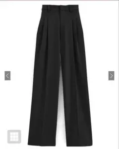 グレイル　タックセンタープレスストレートワイドパンツ　ブラック