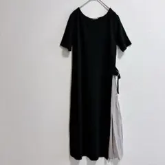 ジーユー　GU ワンピース　サイドプリーツ　切り替え　黒　 M 半袖　可愛い