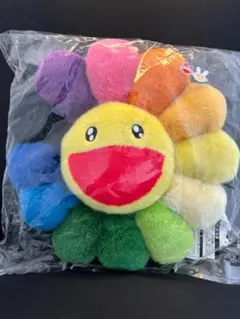 村上隆フラワークッション30cm カイカイキキ レインボー×ホワイト