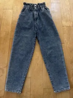 ウエストゴム付きダークブルーデニムパンツ