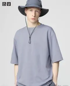 新品　エアリズムコットンオーバーサイズTシャツ5分袖 男女兼用 Sサイズ　ブルー