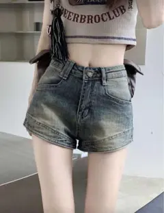 SHEIN デニム ショートパンツ Mサイズ ダークウォッシュ y2k