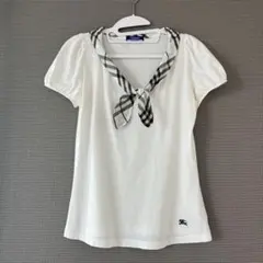 バーバリーブルーレーベル　ボウタイ　パフスリーブ　ノバチェック　38