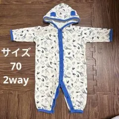 動物柄フード付き　長袖ロンパース