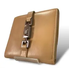 美品】 グッチ GUCCI ジャッキー レザー 二つ折り財布 シルバー金具