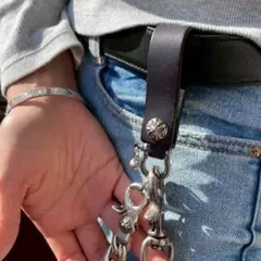 本革 クロスボール ベルト ループ 別 キーチェーン キーホルダー 鍵