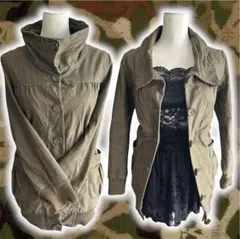 00s y2k スタンドカラーリブ切替ジャケット ミリタリー フェアリーグランジ