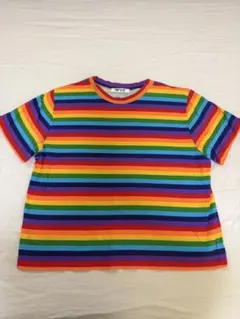W♡C レインボーボーダー 半袖Tシャツのサムネイル