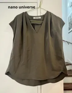 【nano universe】ナノユニバース　とろみＶネックノースリーブシャツ