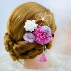 髪飾り 和装 ヘアアクセサリー 花飾り ピンク 浴衣 成人式 卒業式 着物 和風