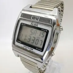 SEIKO ALBA デジタル腕時計 5BAR シルバー 80's ビンテージ - メルカリ