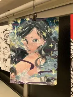 手描き　イラスト　アクリル画　オリジナルキャラ　原画