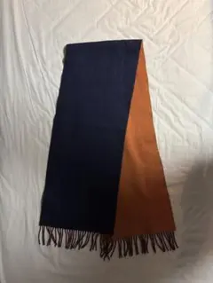 Johnstons of Elgin マフラー カシミア ネイビー/オレンジ