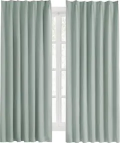 遮光カーテン(カルダモングリーン) & UVカット レースカーテン 2点セット