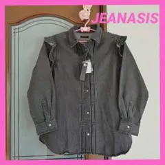 デニムフリルレギュラーシャツ　デニムシャツ　ブラックデニム　PAOPAO好きにも