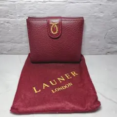★美品★LAUNER LONDON 二つ折り財布 レザー ボルドー ロウナー