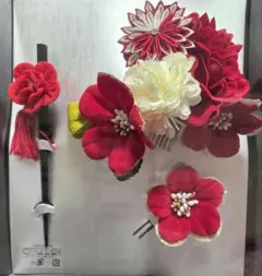 成人式　花飾り３点セット‼️　 かんざし 赤・白