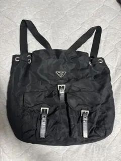 PRADA オールド ナイロン リュック 大きめ ブラック 三角ロゴプレート