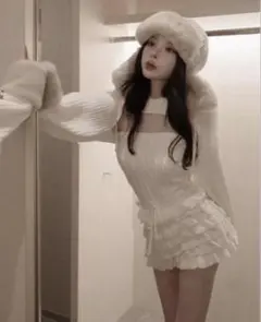 Darich フリルニットコンビネゾン