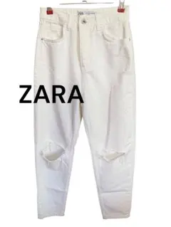 ZARA ホワイト ダメージストレートデニム サイズ34