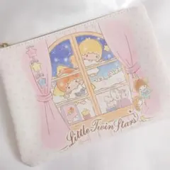 リトルツインスターズ キキララ　フラット　ポーチ　キラキラ星　ゆめかわ　窓　冬