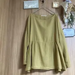 美品 SUN VALLEY 長袖 綿 涼しげ プルオーバー イエロー系 Mのサムネイル