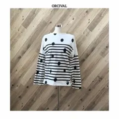 ORCIVAL オーシバル フランス製 ドット ボーダー 長袖 バスクシャツ S