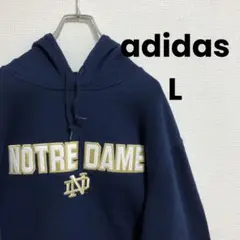 adidas usa古着 刺繍ロゴ カレッジ スリーライン パーカー