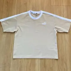 【プーマ】レディース tシャツ 半袖　メッシュ　速乾　ベージュ 白　ライン　Ｍのサムネイル