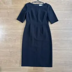 UNITED ARROWS UBCB ダブルクロス 5分袖ワンピース　ネイビー