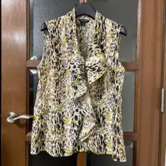 バナナリパブリック ノースリーブ ブラウス フリル 総柄 L