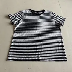 美品 無印良品 ボーダー 半袖Tシャツ ブラック×ホワイト Lサイズのサムネイル