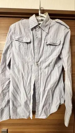 DIESEL 白と赤のストライプ 長袖シャツ