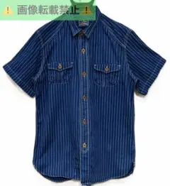 サムライジーンズ クナイ柄 ウォバッシュ半袖ワークシャツ sizeM 日本