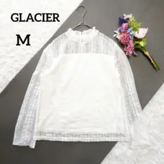 グラシア　総レースブラウス　白　ハイネック　スタンドカラー　透け感　M　6629のサムネイル