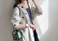 ザラ ZARA チェックシャツジャケット フリンジ ツイード