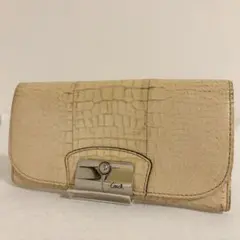 【即日発送】COACH コーチ クロコ型押し 長財布 ホワイト レザー